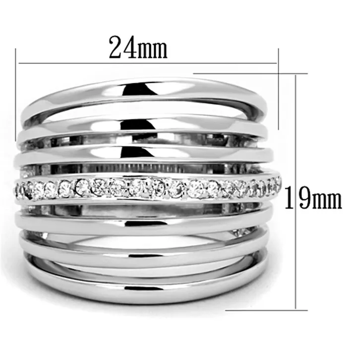 Rings 3W837 Rhodium Brass Ring with AAA Grade CZ in Clear Alamode