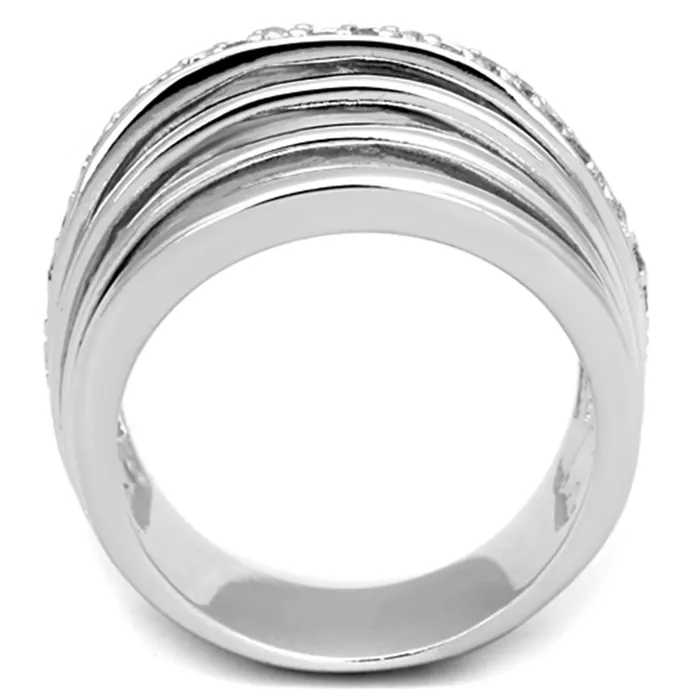 Rings 3W837 Rhodium Brass Ring with AAA Grade CZ in Clear Alamode