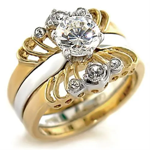 Rings 44710 GoldRhodium Brass Ring with AAA Grade CZ in Clear Alamode