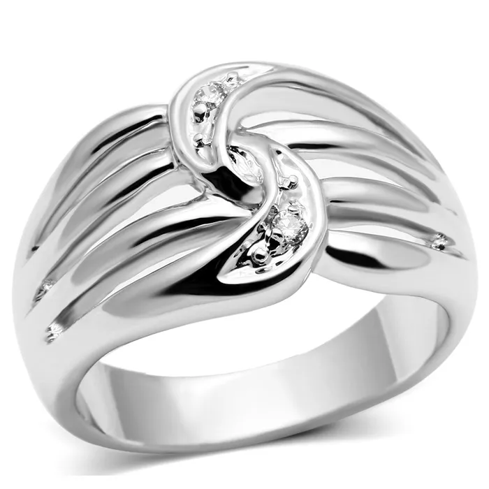Rings Alamode 3W272 Rhodium Brass Ring with AAA Grade CZ in Clear