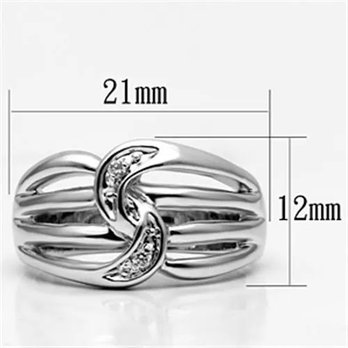 Rings Alamode 3W272 Rhodium Brass Ring with AAA Grade CZ in Clear