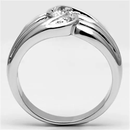 Rings Alamode 3W272 Rhodium Brass Ring with AAA Grade CZ in Clear