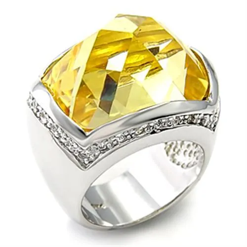 Rings Alamode 7X154 Rhodium 925 Sterling Silver Ring with AAA Grade CZ in Citrine Yellow Rings Alamode 7X154 Rhodium 925 Sterling Silver Ring with AAA Grade CZ in Citrine Yellow