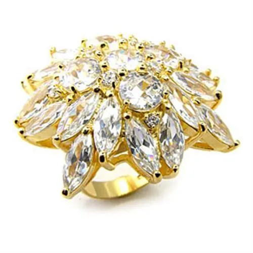 Rings Alamode 7X351 Gold 925 Sterling Silver Ring with AAA Grade CZ in Clear Rings Alamode 7X351 Gold 925 Sterling Silver Ring with AAA Grade CZ in Clear