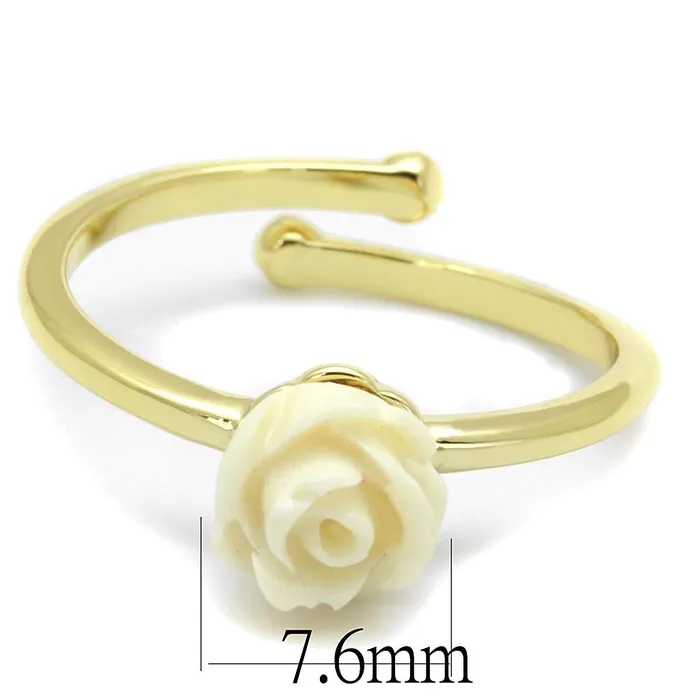 Rings Alamode LO4057 Flash Gold Brass Ring with Synthetic Synthetic Stone in Citrine Yellow