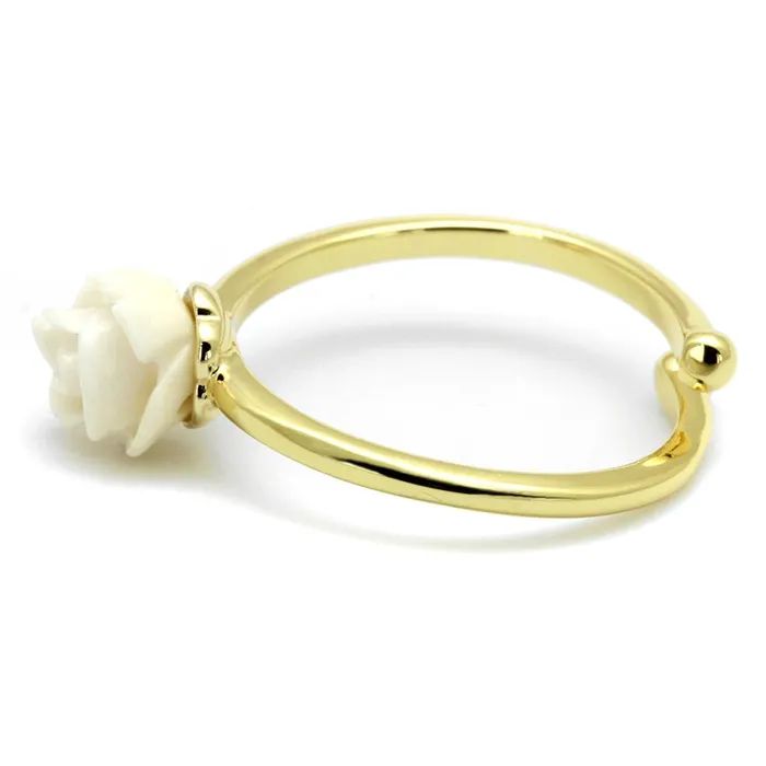 Rings Alamode LO4057 Flash Gold Brass Ring with Synthetic Synthetic Stone in Citrine Yellow