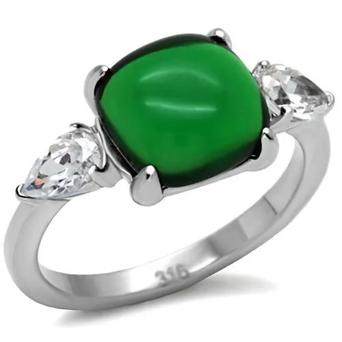 Rings Alamode TK087 High polished no plating Stainless Steel Ring with Synthetic Synthetic Glass in Emerald Rings Alamode TK087 High polished no plating Stainless Steel Ring with Synthetic Synthetic Glass in Emerald