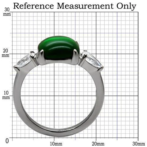 Rings Alamode TK087 High polished no plating Stainless Steel Ring with Synthetic Synthetic Glass in Emerald