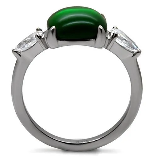 Rings Alamode TK087 High polished no plating Stainless Steel Ring with Synthetic Synthetic Glass in Emerald