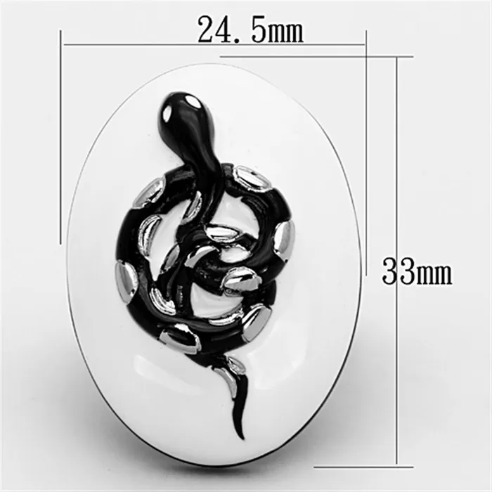 Rings Alamode TK1295 TwoTone IP Black Stainless Steel Ring with Epoxy in White