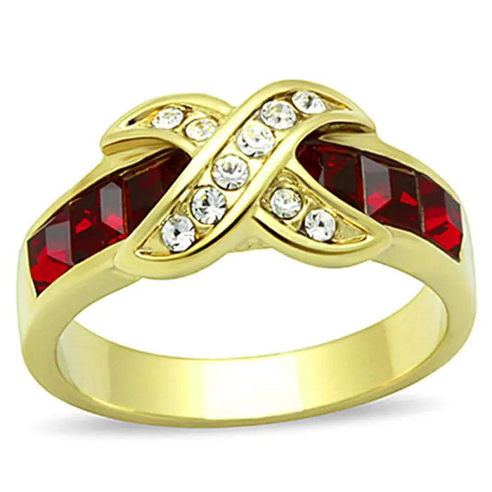 Rings Alamode TK1388 IP GoldIon Plating Stainless Steel Ring with Top Grade Crystal in Siam Rings Alamode TK1388 IP GoldIon Plating Stainless Steel Ring with Top Grade Crystal in Siam