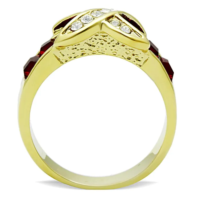 Rings Alamode TK1388 IP GoldIon Plating Stainless Steel Ring with Top Grade Crystal in Siam