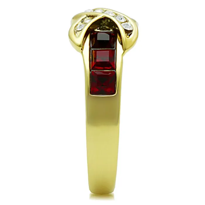 Rings Alamode TK1388 IP GoldIon Plating Stainless Steel Ring with Top Grade Crystal in Siam