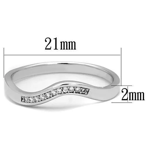 Rings Alamode TK1682 High polished no plating Stainless Steel Ring with AAA Grade CZ in Clear