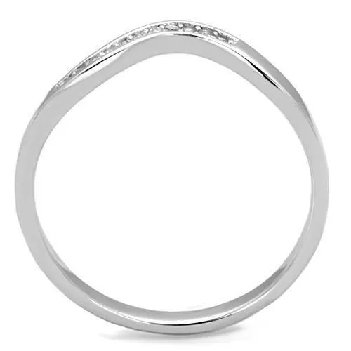 Rings Alamode TK1682 High polished no plating Stainless Steel Ring with AAA Grade CZ in Clear