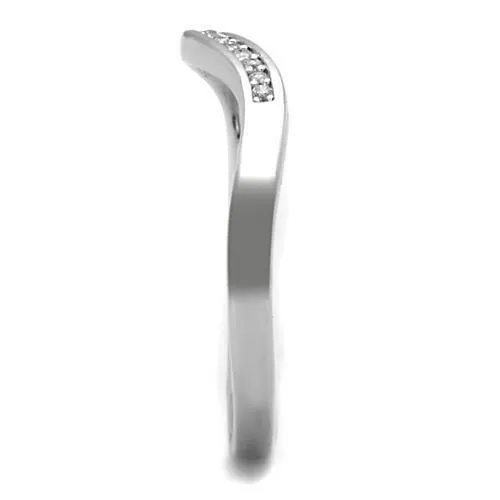 Rings Alamode TK1682 High polished no plating Stainless Steel Ring with AAA Grade CZ in Clear