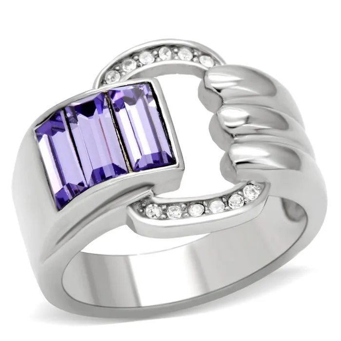 Rings Alamode TK181 High polished no plating Stainless Steel Ring with Top Grade Crystal in Tanzanite Rings Alamode TK181 High polished no plating Stainless Steel Ring with Top Grade Crystal in Tanzanite