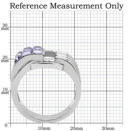 Rings Alamode TK181 High polished no plating Stainless Steel Ring with Top Grade Crystal in Tanzanite
