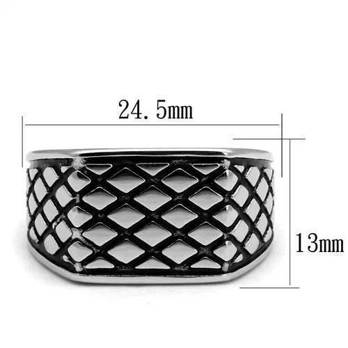 Rings Alamode TK3009 High polished no plating Stainless Steel Ring with Epoxy in Jet