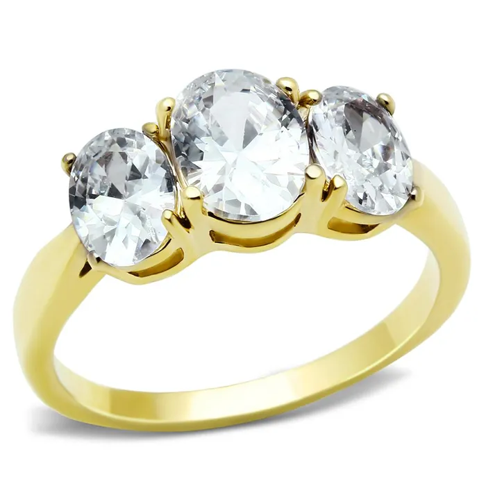 Rings Alamode TK3671 IP GoldIon Plating Stainless Steel Ring with AAA Grade CZ in Clear Rings Alamode TK3671 IP GoldIon Plating Stainless Steel Ring with AAA Grade CZ in Clear