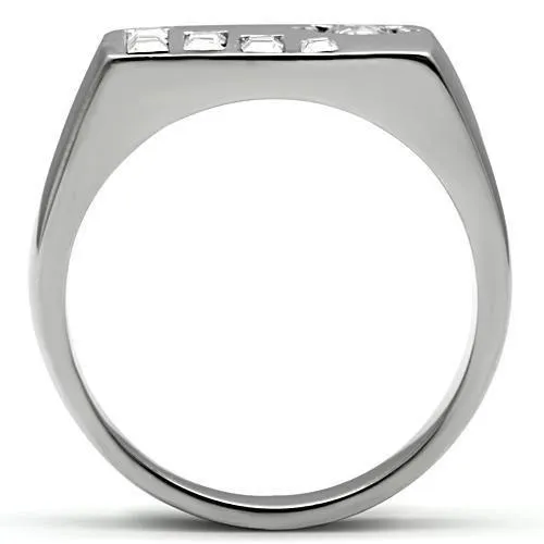 Rings Alamode TK481 High polished no plating Stainless Steel Ring with AAA Grade CZ in Clear