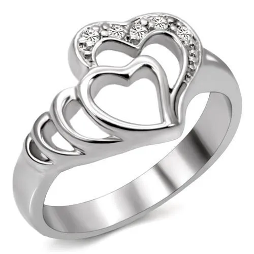 Rings Alamode TK6X179 High polished no plating Stainless Steel Ring with AAA Grade CZ in Clear Rings Alamode TK6X179 High polished no plating Stainless Steel Ring with AAA Grade CZ in Clear