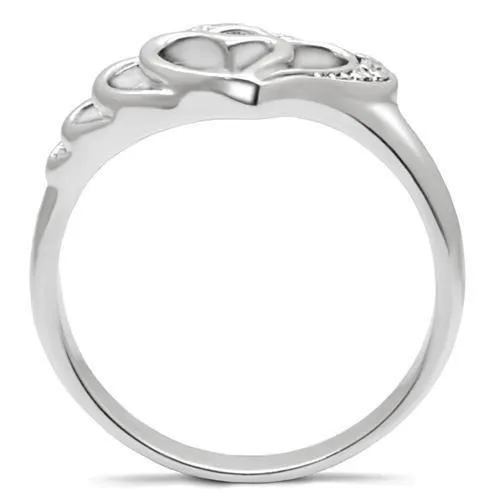Rings Alamode TK6X179 High polished no plating Stainless Steel Ring with AAA Grade CZ in Clear