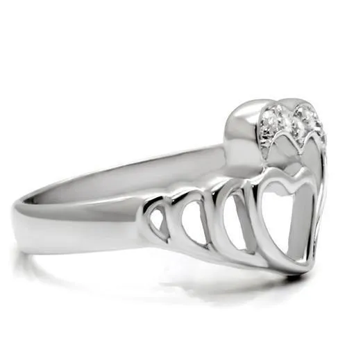 Rings Alamode TK6X179 High polished no plating Stainless Steel Ring with AAA Grade CZ in Clear