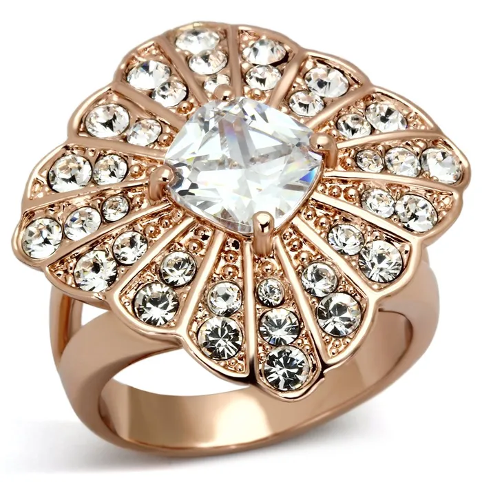 Rings Alamode TK866 IP Rose GoldIon Plating Stainless Steel Ring with AAA Grade CZ in Clear Rings Alamode TK866 IP Rose GoldIon Plating Stainless Steel Ring with AAA Grade CZ in Clear