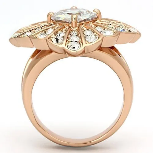 Rings Alamode TK866 IP Rose GoldIon Plating Stainless Steel Ring with AAA Grade CZ in Clear