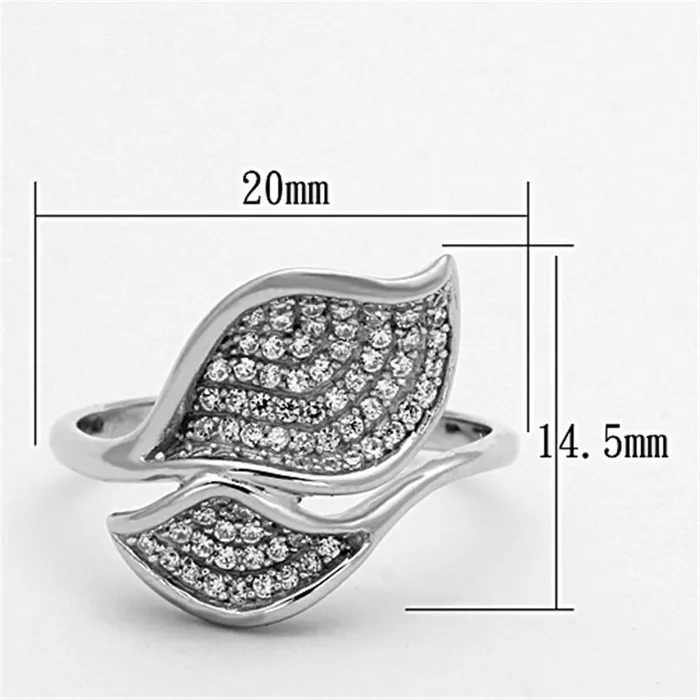Rings Alamode TS149 Rhodium 925 Sterling Silver Ring with AAA Grade CZ in Clear