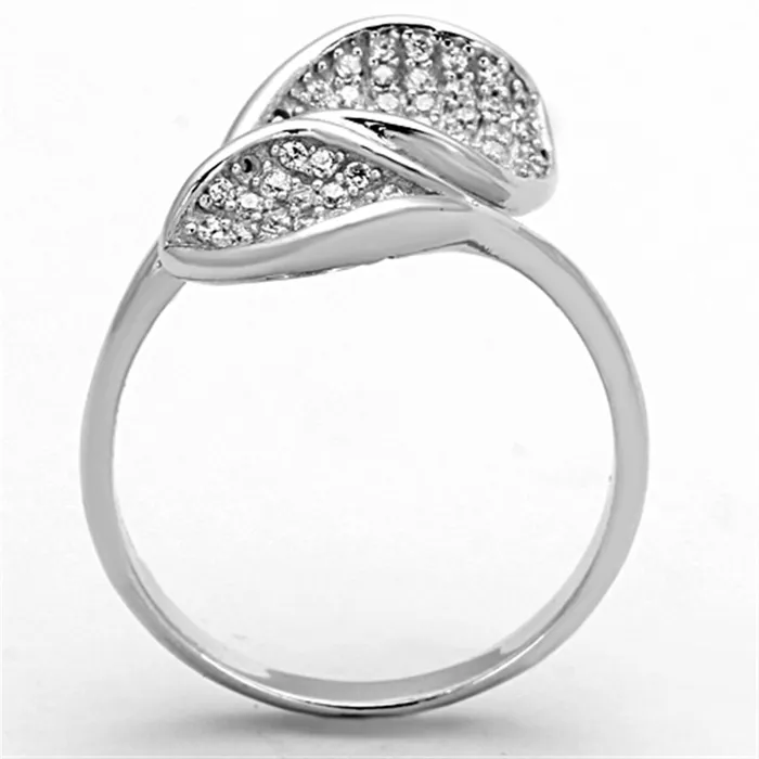 Rings Alamode TS149 Rhodium 925 Sterling Silver Ring with AAA Grade CZ in Clear