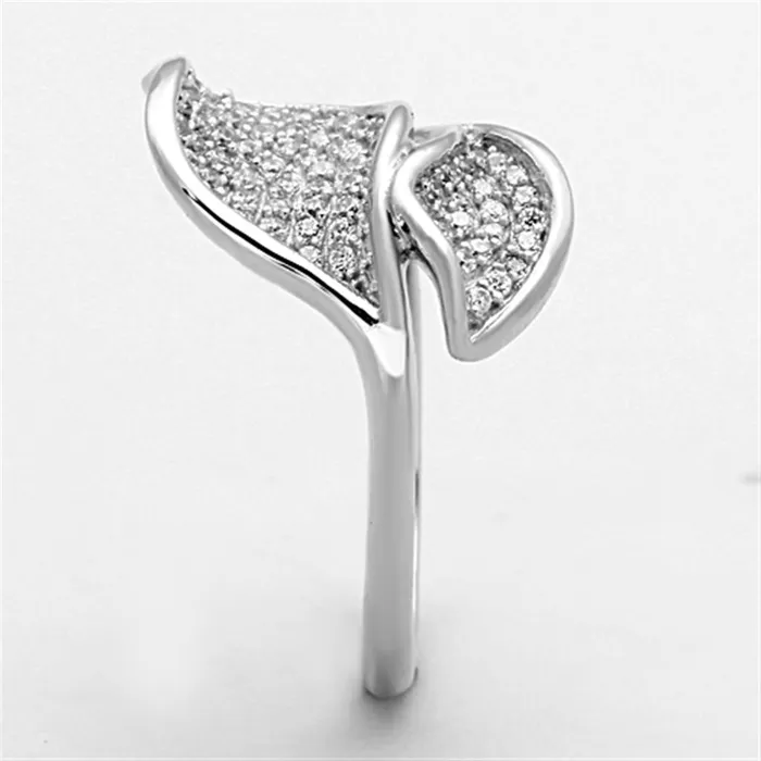 Rings Alamode TS149 Rhodium 925 Sterling Silver Ring with AAA Grade CZ in Clear