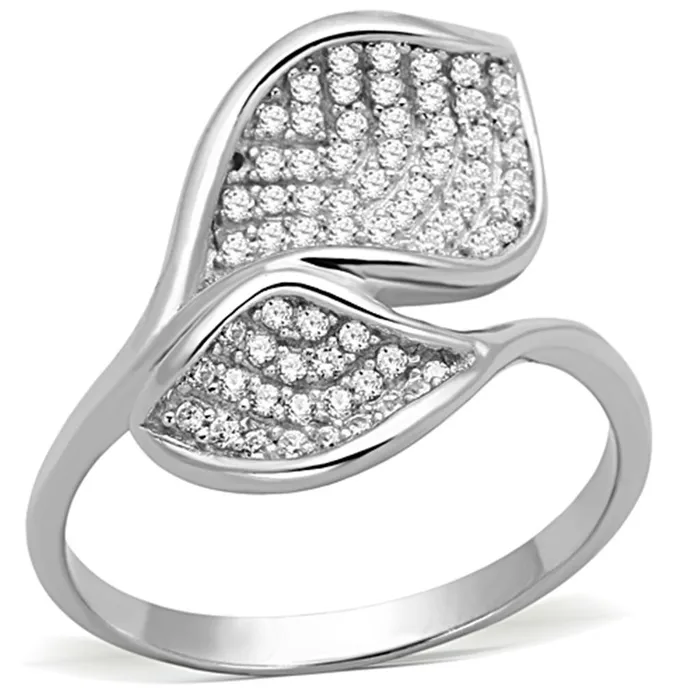 Rings Alamode TS149 Rhodium 925 Sterling Silver Ring with AAA Grade CZ in Clear