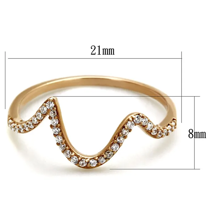 Rings Alamode TS280 Rose Gold 925 Sterling Silver Ring with AAA Grade CZ in Clear