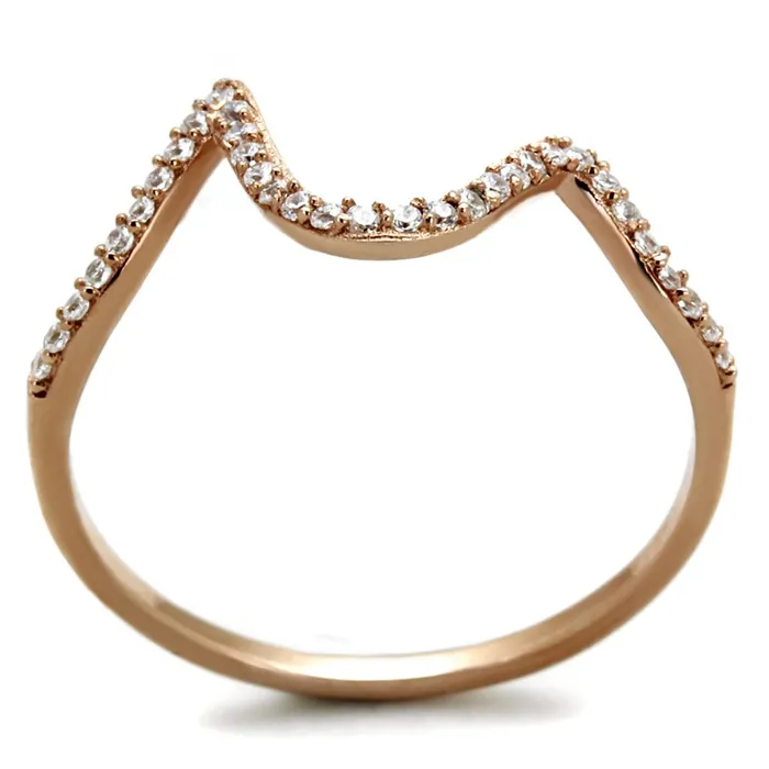 Rings Alamode TS280 Rose Gold 925 Sterling Silver Ring with AAA Grade CZ in Clear
