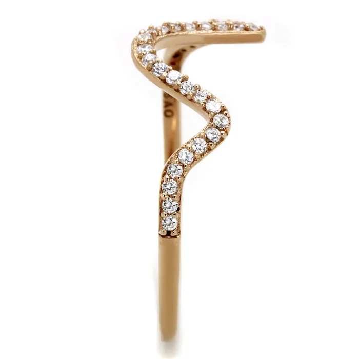 Rings Alamode TS280 Rose Gold 925 Sterling Silver Ring with AAA Grade CZ in Clear