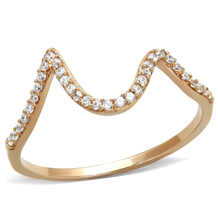 Rings Alamode TS280 Rose Gold 925 Sterling Silver Ring with AAA Grade CZ in Clear