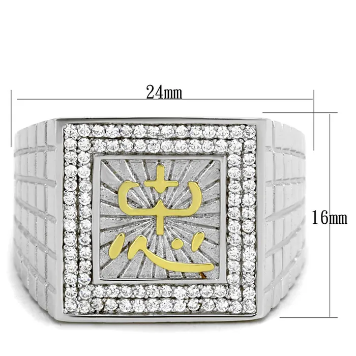 Rings Alamode TS389 GoldRhodium 925 Sterling Silver Ring with AAA Grade CZ in Clear