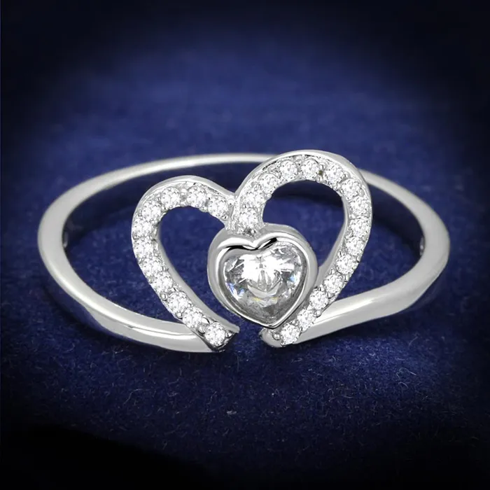 Rings Alamode TS422 Rhodium 925 Sterling Silver Ring with AAA Grade CZ in Clear Rings Alamode TS422 Rhodium 925 Sterling Silver Ring with AAA Grade CZ in Clear
