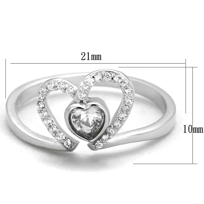 Rings Alamode TS422 Rhodium 925 Sterling Silver Ring with AAA Grade CZ in Clear
