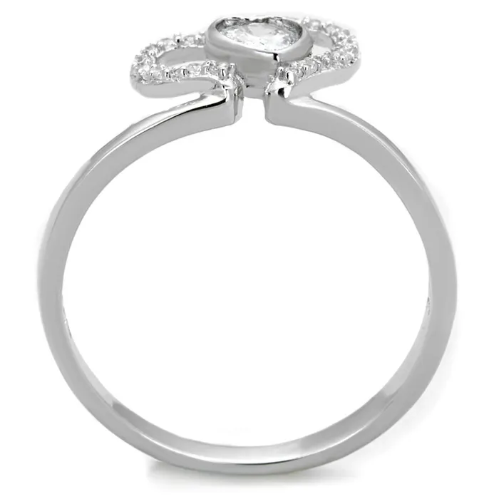 Rings Alamode TS422 Rhodium 925 Sterling Silver Ring with AAA Grade CZ in Clear