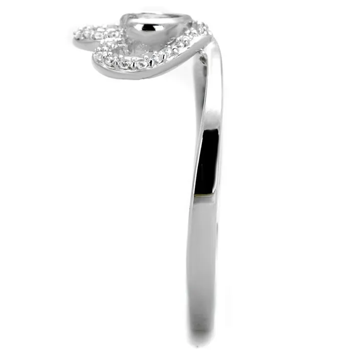Rings Alamode TS422 Rhodium 925 Sterling Silver Ring with AAA Grade CZ in Clear