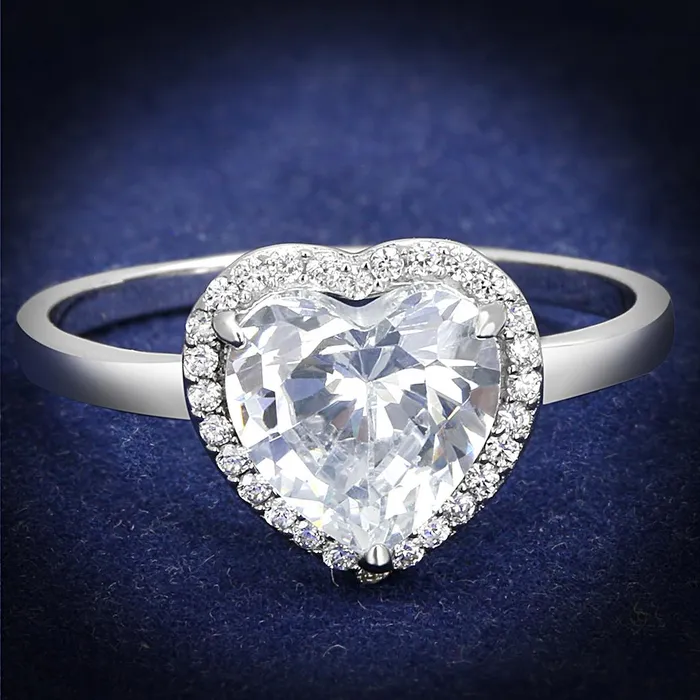 Rings Alamode TS603 Rhodium 925 Sterling Silver Ring with AAA Grade CZ in Clear Rings Alamode TS603 Rhodium 925 Sterling Silver Ring with AAA Grade CZ in Clear
