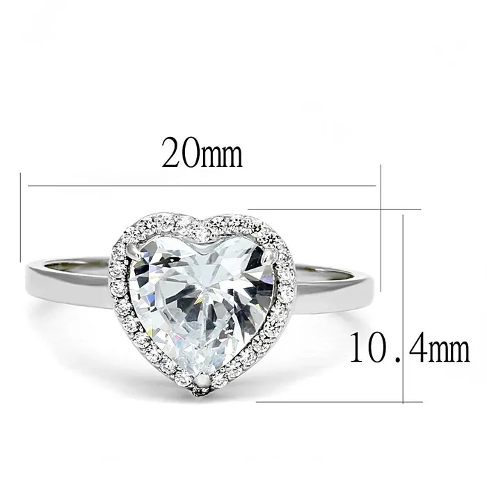Rings Alamode TS603 Rhodium 925 Sterling Silver Ring with AAA Grade CZ in Clear