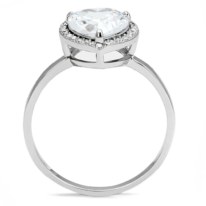 Rings Alamode TS603 Rhodium 925 Sterling Silver Ring with AAA Grade CZ in Clear
