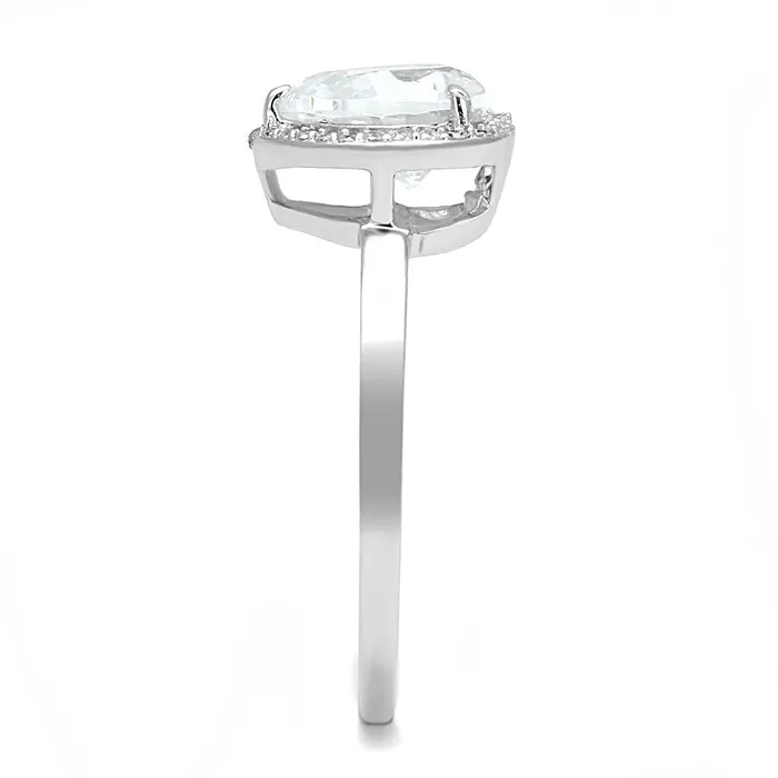 Rings Alamode TS603 Rhodium 925 Sterling Silver Ring with AAA Grade CZ in Clear