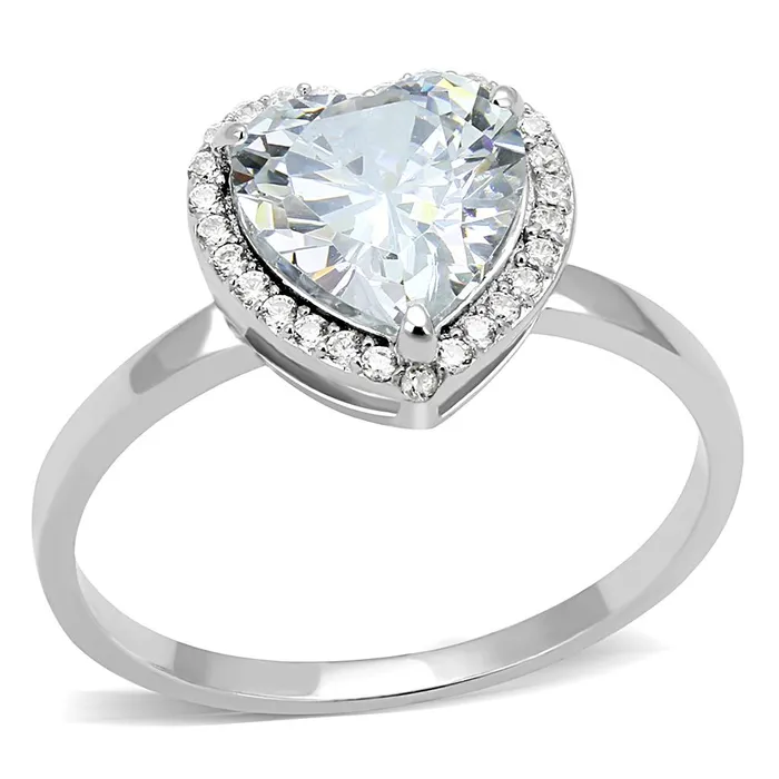 Rings Alamode TS603 Rhodium 925 Sterling Silver Ring with AAA Grade CZ in Clear