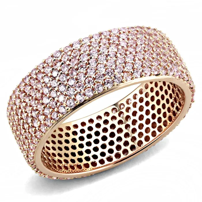 Rings Alamode TS612 Rose Gold 925 Sterling Silver Ring with AAA Grade CZ in Light Rose Rings Alamode TS612 Rose Gold 925 Sterling Silver Ring with AAA Grade CZ in Light Rose