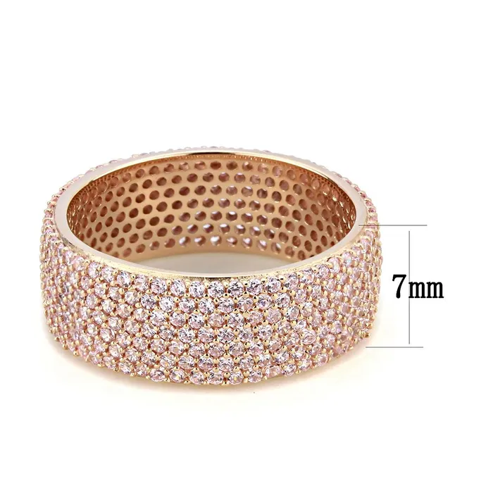 Rings Alamode TS612 Rose Gold 925 Sterling Silver Ring with AAA Grade CZ in Light Rose